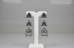 Ruby and emerald stone tiered jhumkis