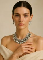 Aqua oasis oxidised silver choker set