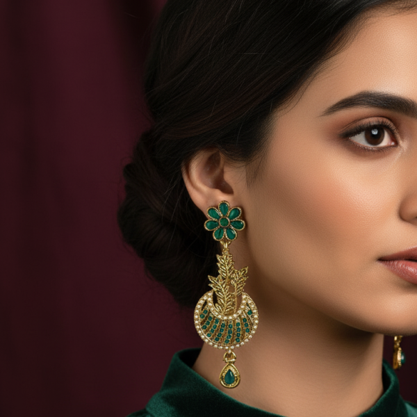 Aarvi Green Flower Earrings