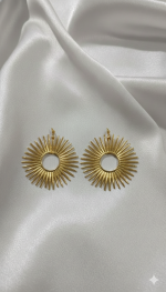 Gold Sunburst Hoop Earrings