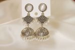 Pearl Drop Silver Jhumka Earrings