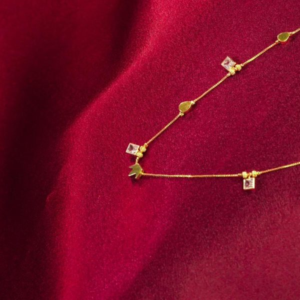 Golden Dewdrop Stone Station Necklace