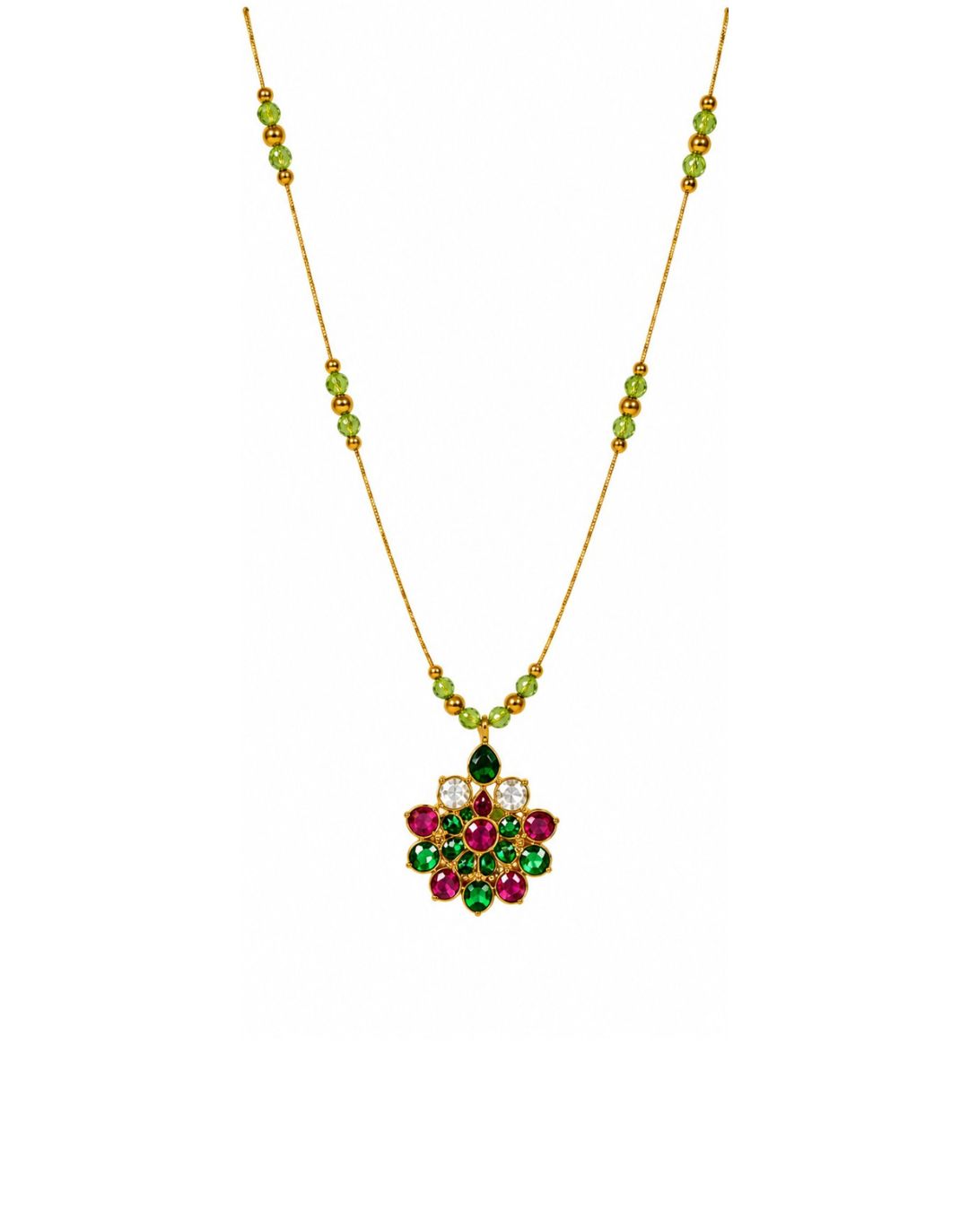 Untitled design (1) Floral Stone Pendant Necklace - Image 1