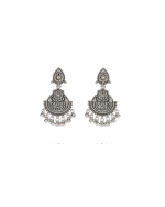 Silver Floral Drop Earrings - Image 2