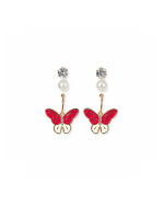 Pink Butterfly Drop Earrings - Image 3