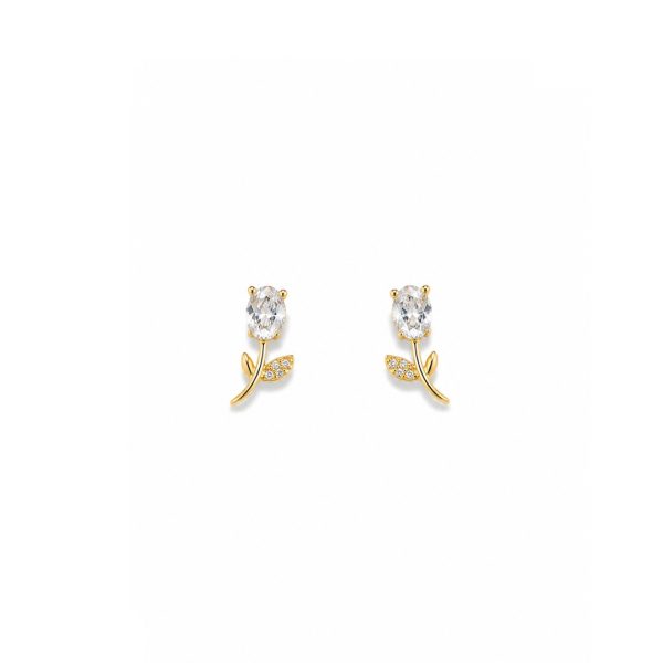 Crystal Leaf Stud Earrings