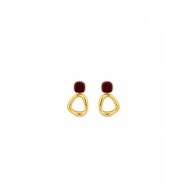 Wine Geometric Stud Earrings