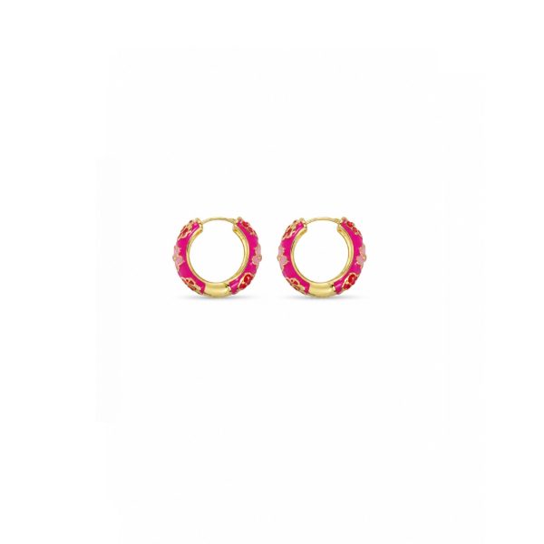 Pink Floral Hoop Earrings