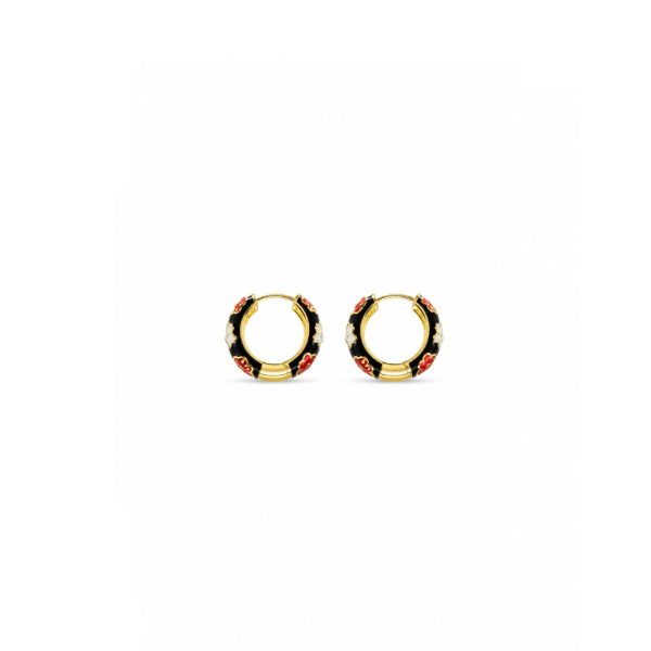 Black Floral Hoop Earrings