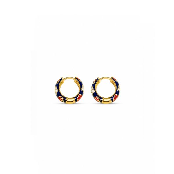 Blue Floral Hoop Earrings