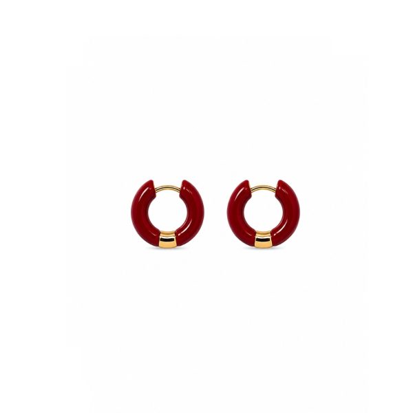 Ruby Red Hoop Earrings