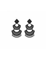 Black Layered Drop Earrings
