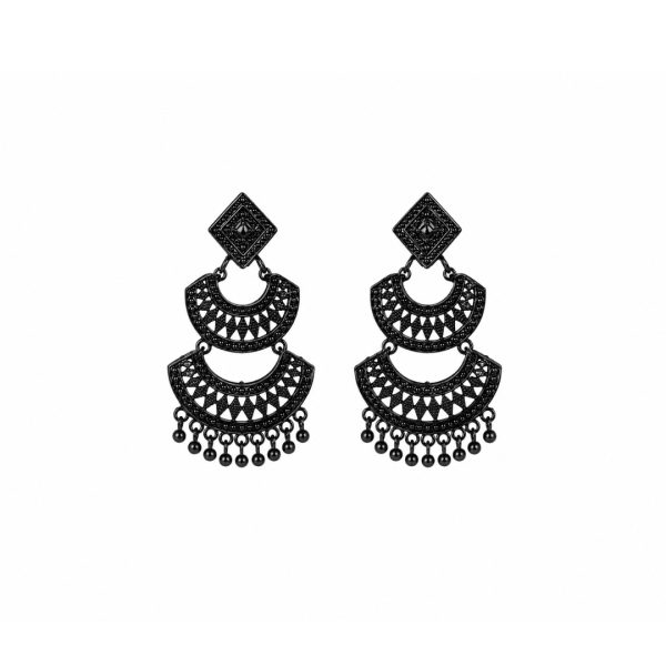 Black Layered Drop Earrings