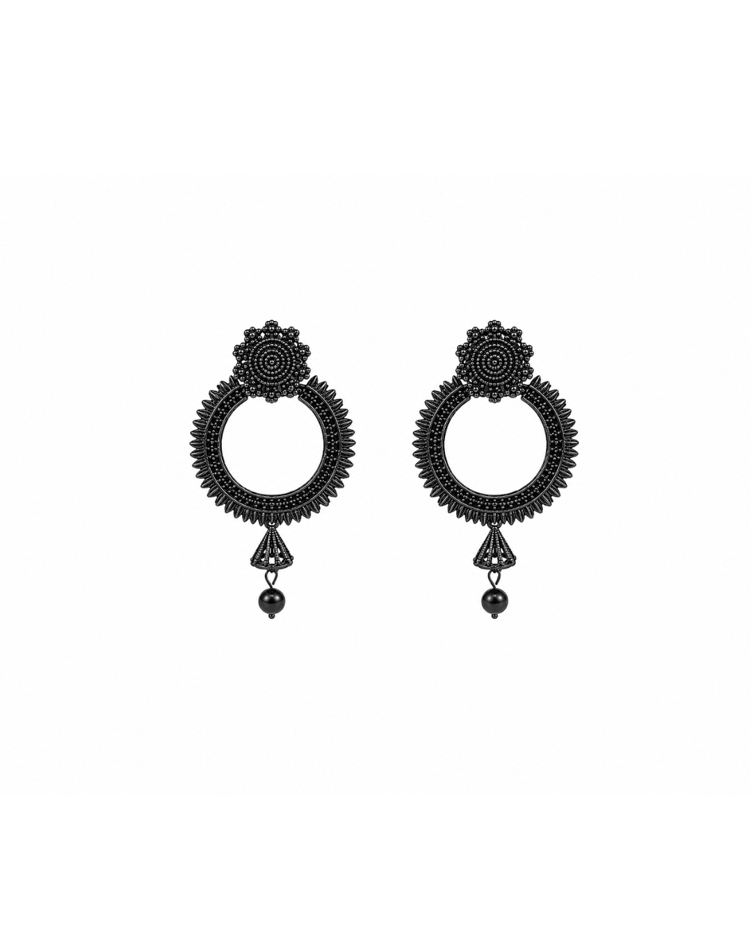 black_earrings_200kb Black Hoop Drop Earrings - Image 1