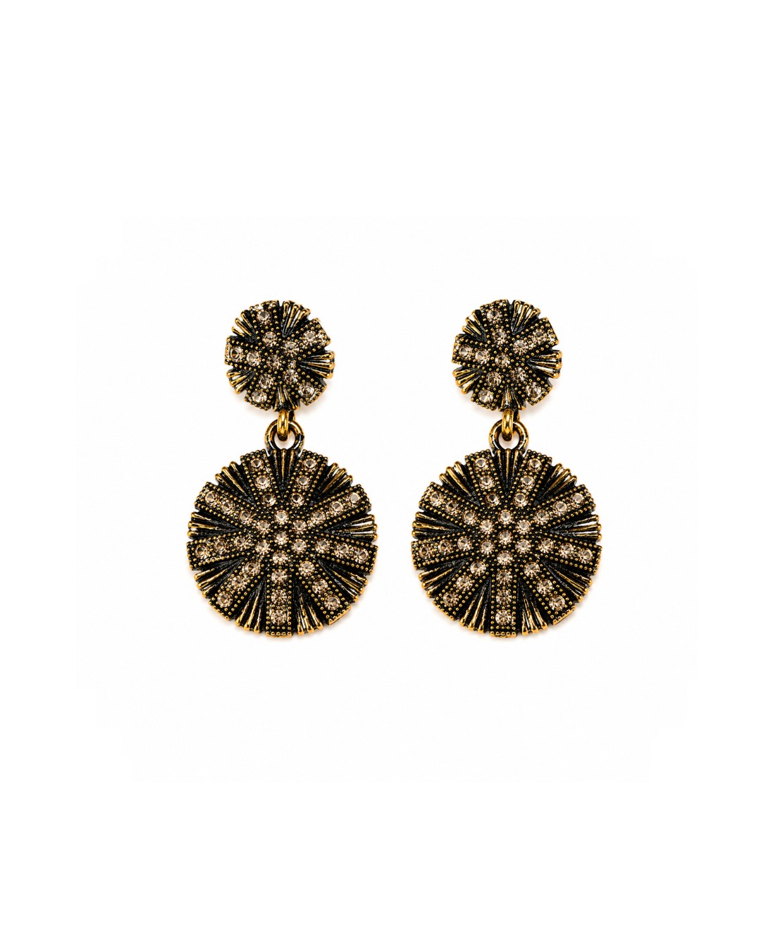 black_gold_earrings_200kb Black Crystal Drop Earrings - Image 1