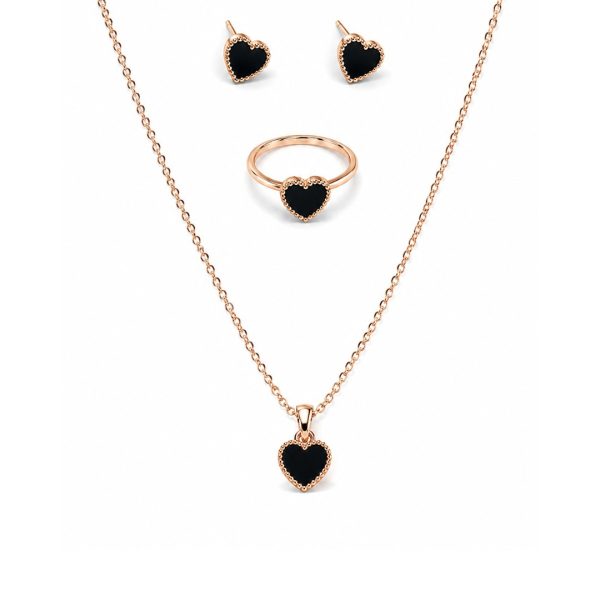 Black Heart Jewellery Set