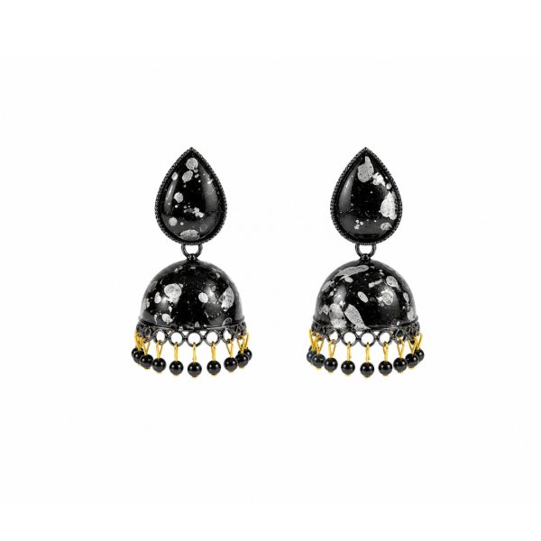 Black Speckled Jhumka Earrings