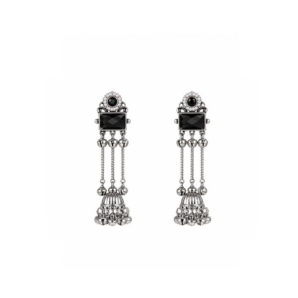 Black Stone Chain Jhumka