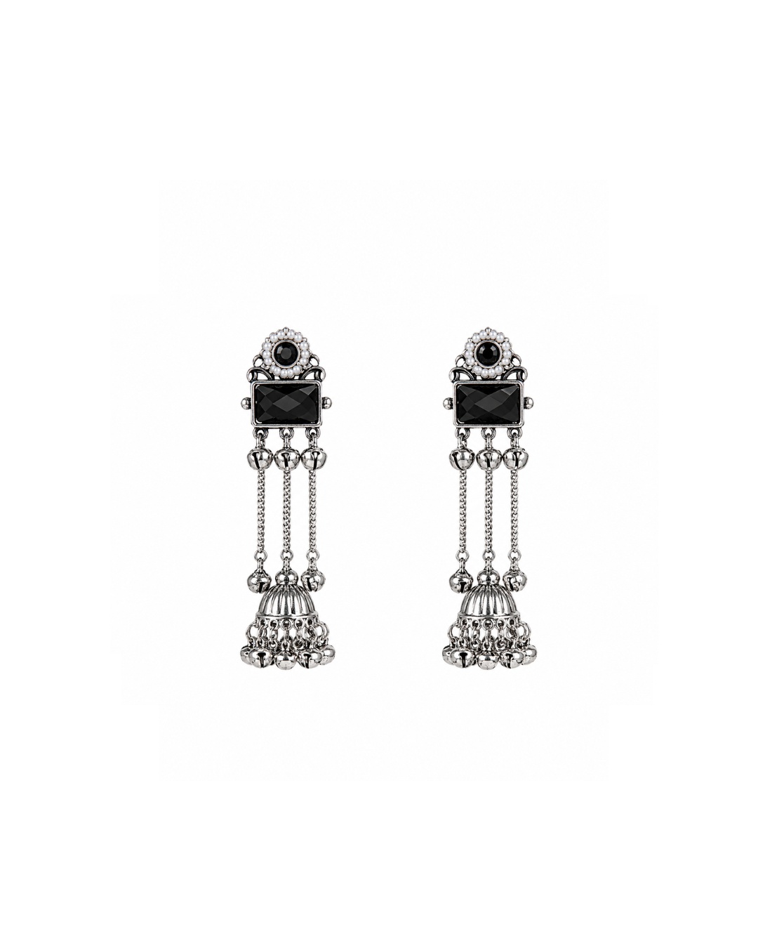 black_jhumka_earrings_200kb (1) Black Stone Chain Jhumka - Image 1