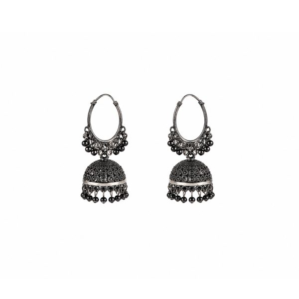 Black Hoop Jhumka Earrings