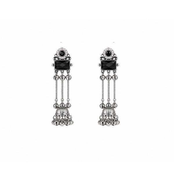 Black Stone Chain Jhumka