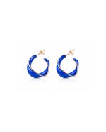 Blue Twist Hoop Earrings