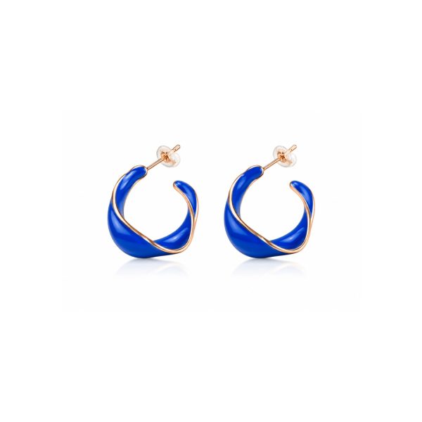 Blue Twist Hoop Earrings