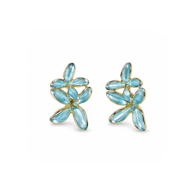 Blue Floral Stud Earrings
