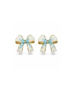 Blue Bow Pearl Earrings