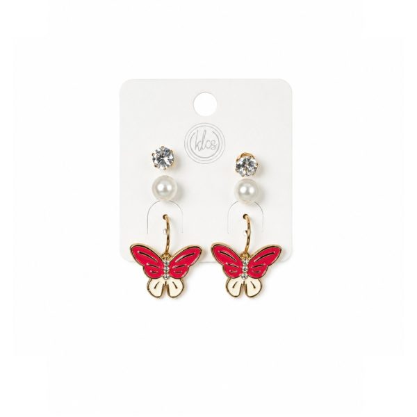 Pink Butterfly Drop Earrings
