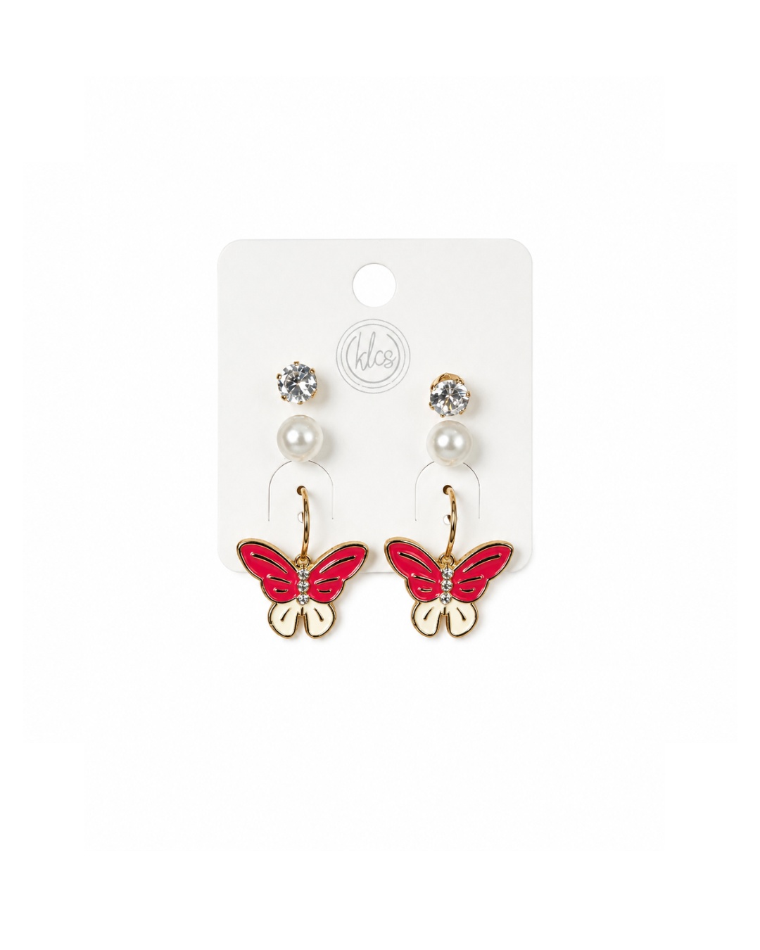 butterfly_earrings_200kb Pink Butterfly Drop Earrings - Image 1