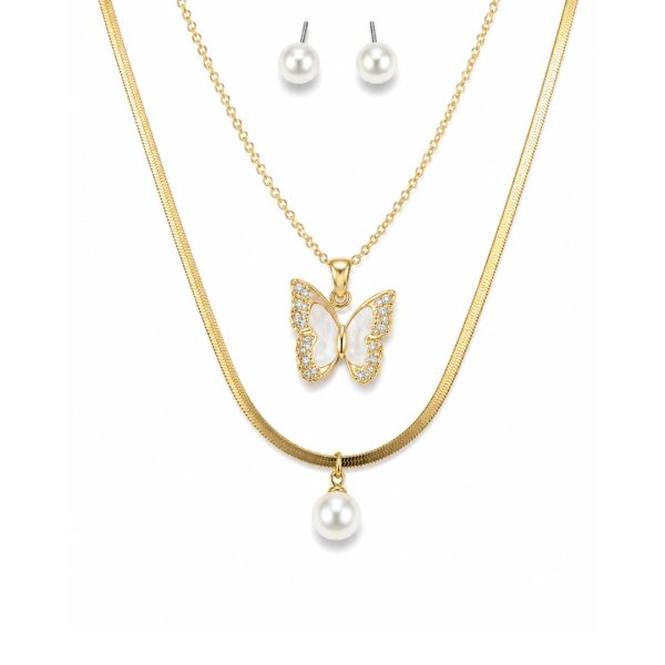 Butterfly Pearl Layered Set