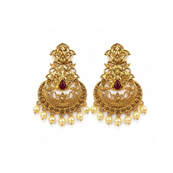 Ruby Pearl Chand Earrings