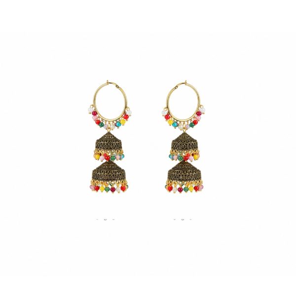 Multicolor Double Jhumka Earrings