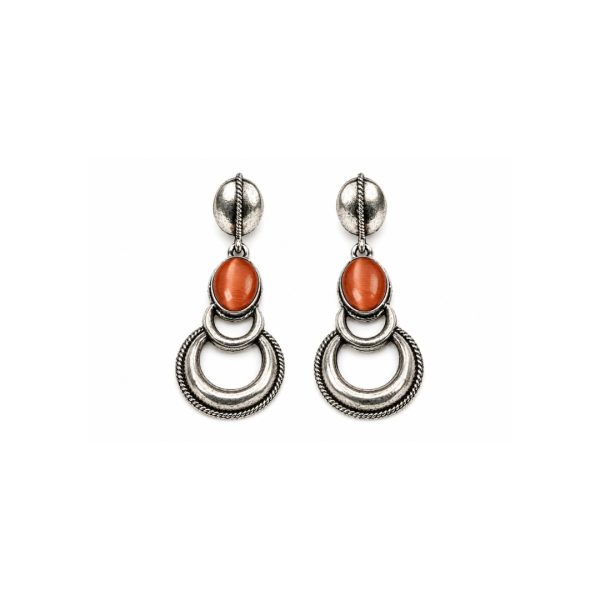 Orange Stone Hoop Earrings