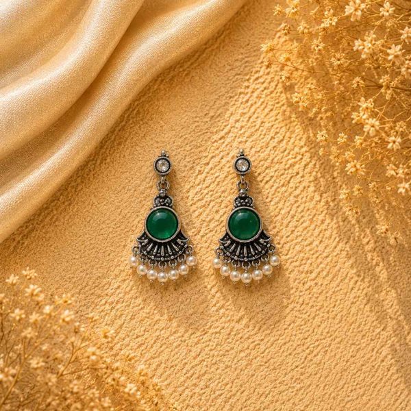 Emerald Pearl Drop Earrings