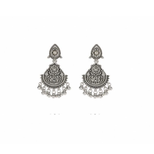 Silver Floral Drop Earrings