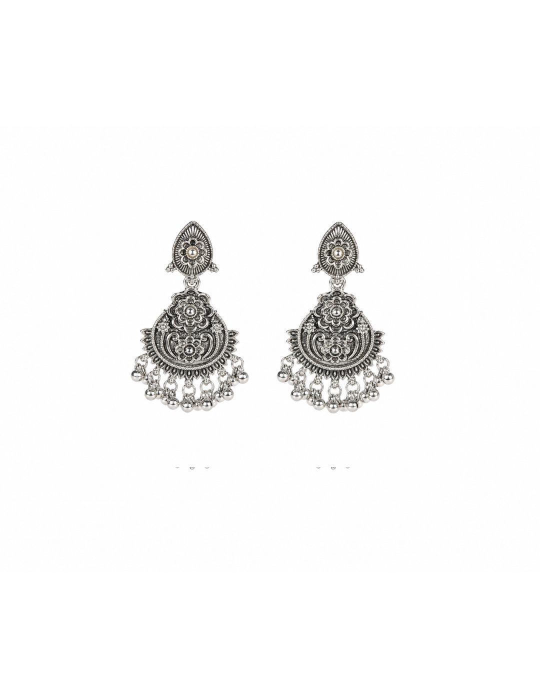 floral_earrings_200kb Silver Floral Drop Earrings - Image 1