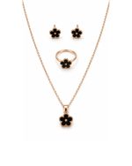 Black Flower Jewellery Set