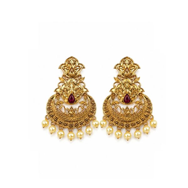 Ruby Pearl Chandbali Earrings