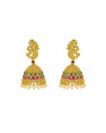 Gold Peacock Jhumka Earrings