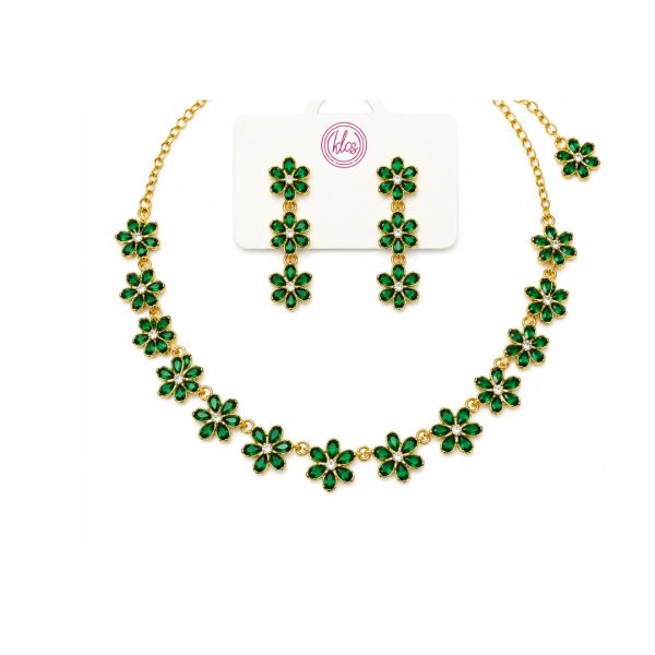 Green Floral Jewellery Set