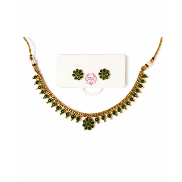 Green Floral Necklace Set
