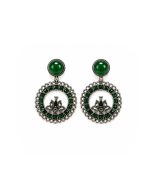 Green Lotus Hoop Earrings