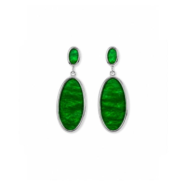 Green Oval Drop Earrings