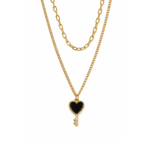 Black Heart Key Necklace
