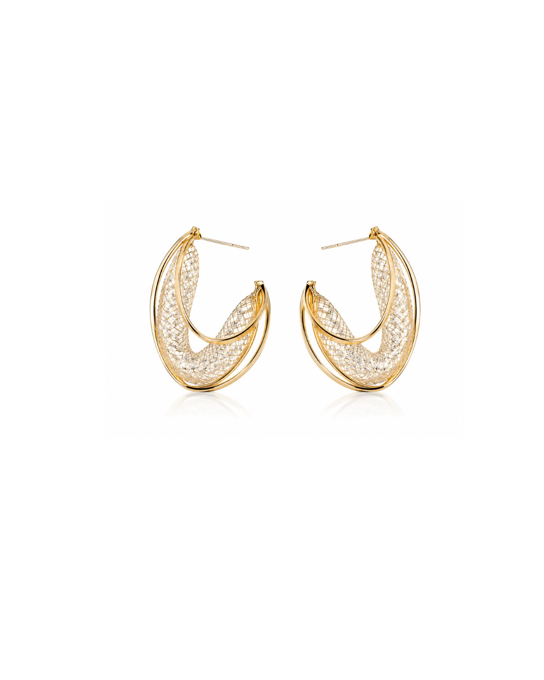 hoop_earrings_200kb Golden Mesh Hoop Earrings - Image 1