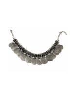Oxidised Coin Statement Necklace