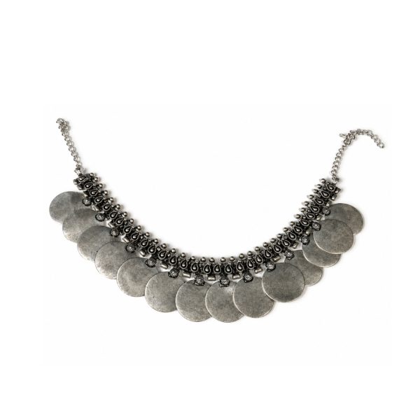 Oxidised Coin Statement Necklace
