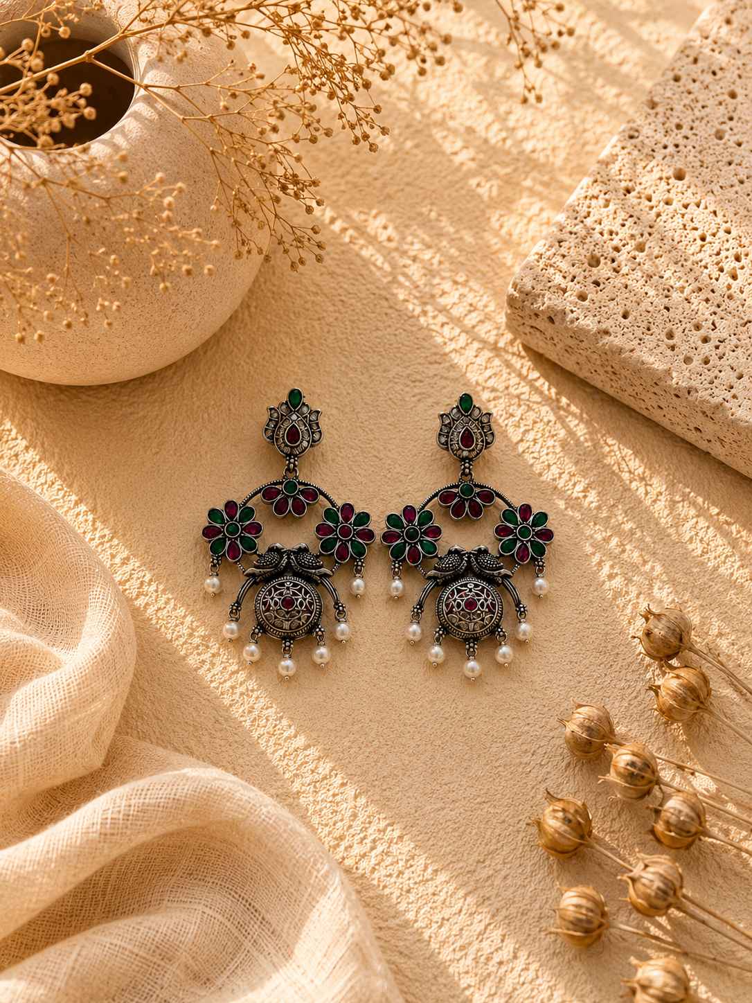 jewellery_200kb_1 Floral Pearl Chandbali - Image 1